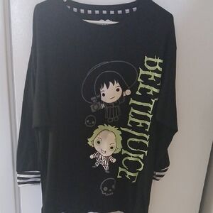 Beetlejuice Graphic Black Women's Pajama Top